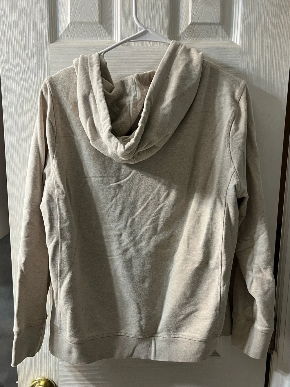 GAP Girls Large Light Beige Zip-Up Hoodie with Purple Logo